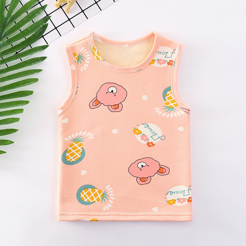Picture of Children's fleece-lined Vest for Autumn and Winter 2024 Boys and Girls Thickened Warm Base Vest Children's Vest Baby Sleeveless Corner