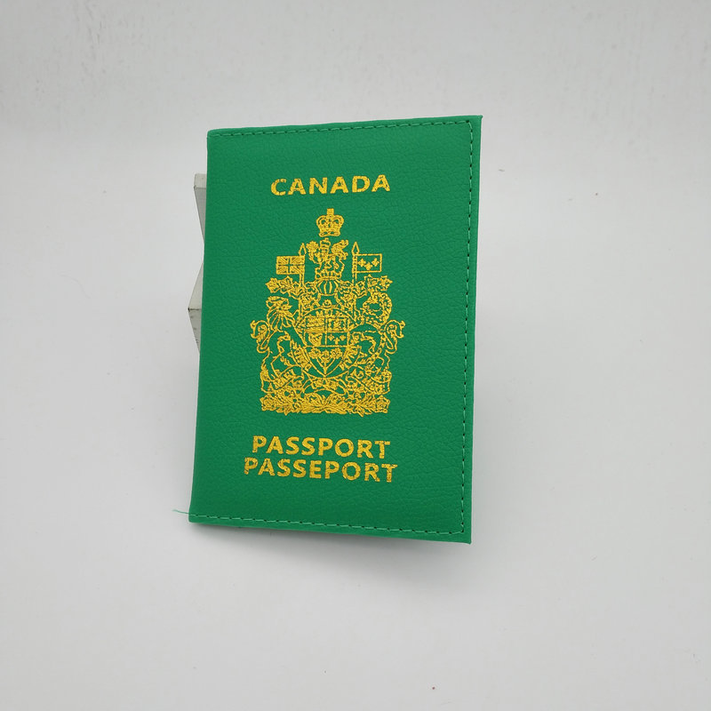Picture of PU material open two-fold Canadian passport holder multi-color optional ID passport leather protective cover