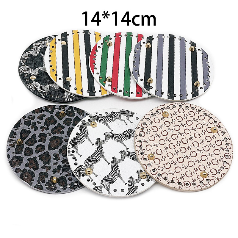 Picture of Spring and Summer handmade needle hook woven handbag DIY bag bottom plate accessories 25 * 12cmPU leather printing bag bottom base