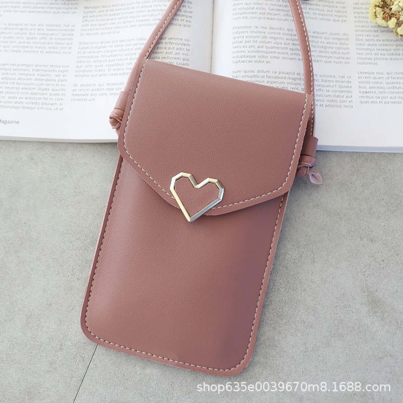 Picture of New Style Simple Mini Crossbody Women's Bag Love Waterproof Buckle Coin Purse Transparent PVC Touch Screen Mobile Phone Bag