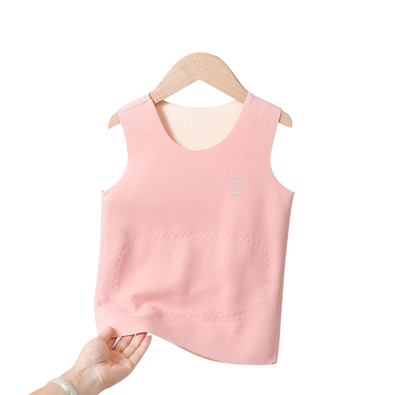 Picture of Children's thermal patch vest boys and girls belly protection double-sided velvet waistcoat baby autumn and winter seamless inner wear sleeveless base