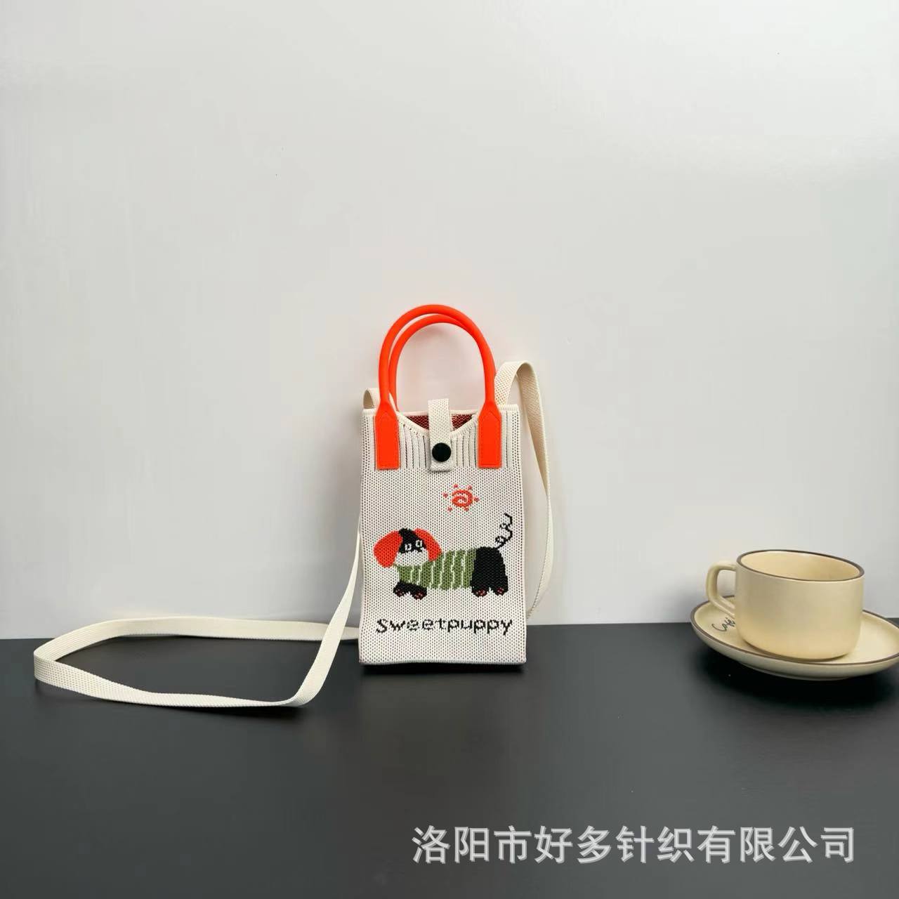 Picture of Advanced Sense Ins Mobile Phone Bag New Cartoon Knitted Bag Dopamine Niche All-match Crossbody Shoulder Bag Handbag