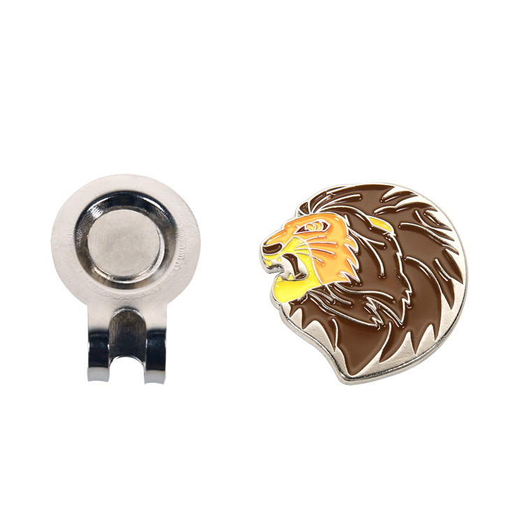 Picture of Factory self-supply clip lion head marker mark make golf cap clip with magnet ball mark