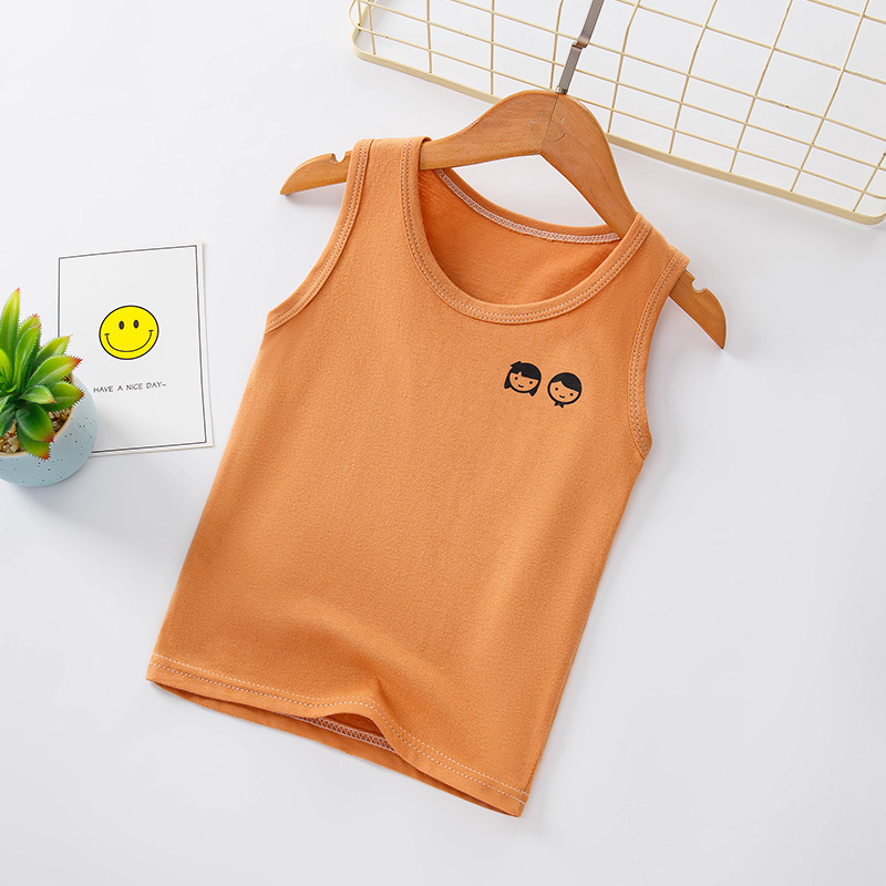 Picture of Summer Children's loose casual I-shaped round neck vest boys and girls solid color cotton vest sleeveless undershirt bottoming top