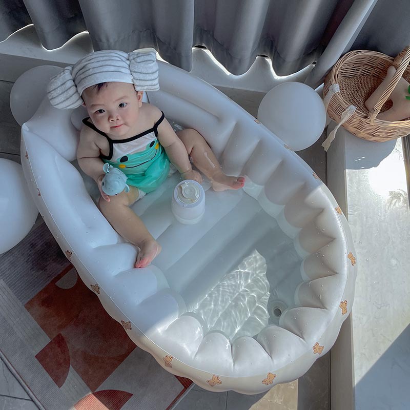 Picture of in stock Ins Nordic Baby Inflatable Bathtub Children's Sitting and Lying Integrated Inflatable Bathtub Multi-functional Bathtub