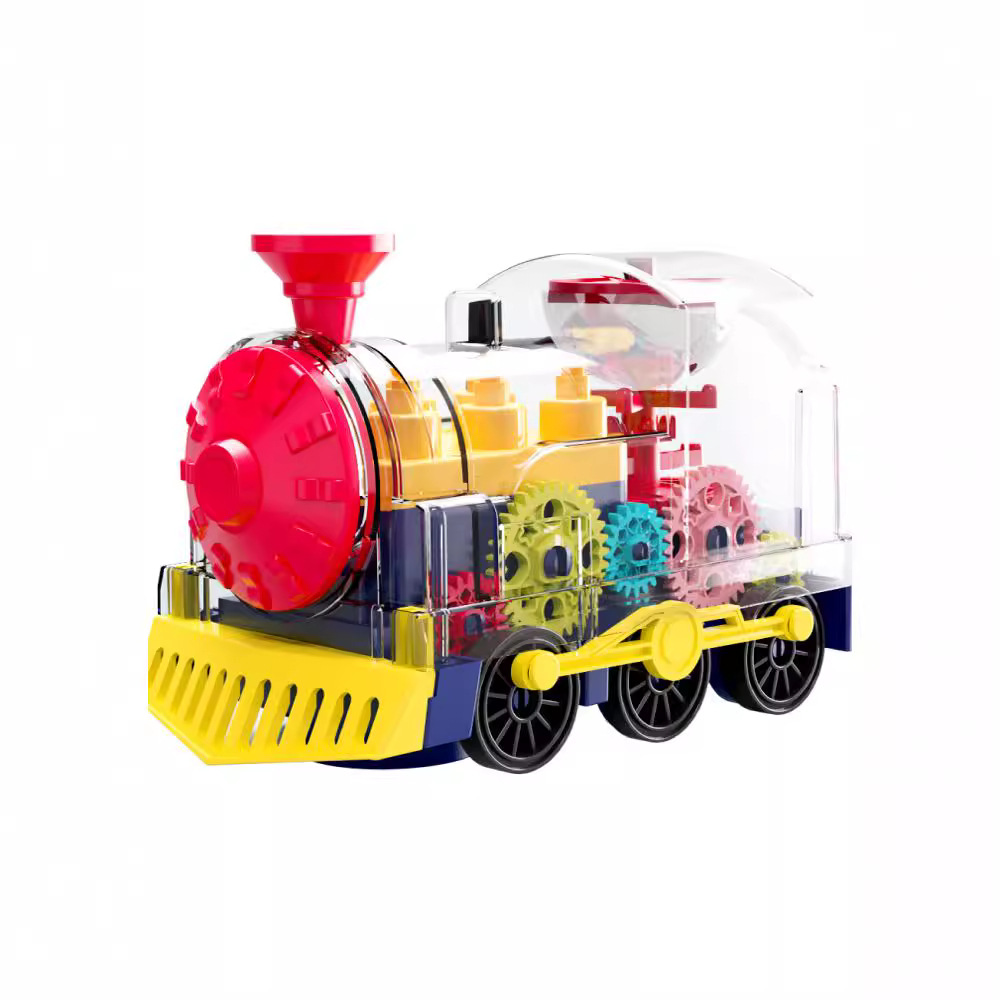 Picture of Shake the sound of the same puzzle transparent gear small train light music Universal walking children's electric toy car stall