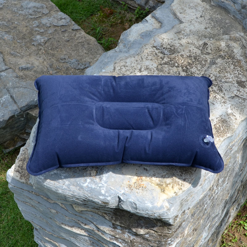 Thickened Flocked Long Travel Pillow, Portable Inflatable Pillow, Nap/Break Nap Pillow, Outdoor Pillow for Camping