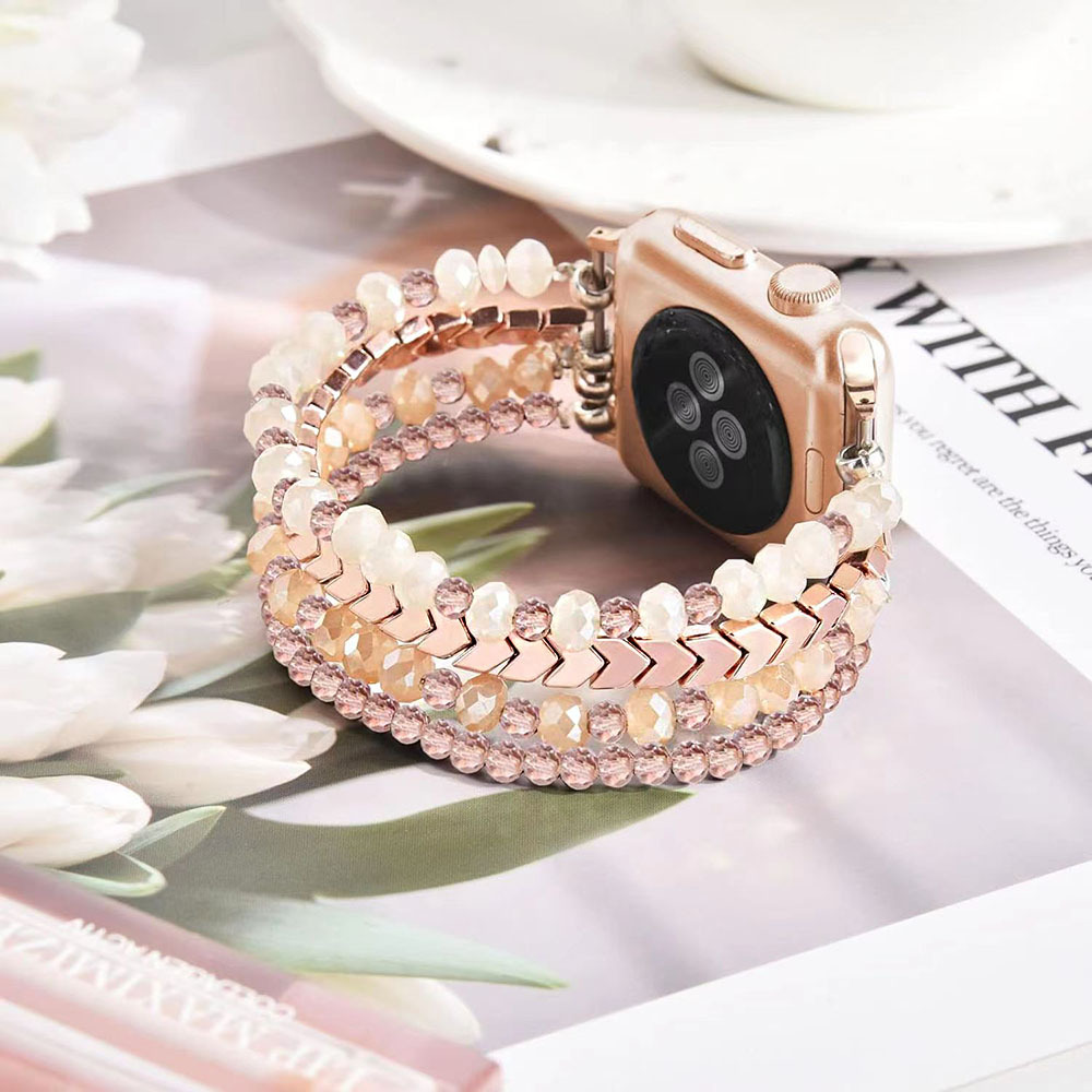 Picture of Big Sale Suitable for Apple Applewatch 38mm 42mm Watch Strap Smart Watch Strap Cross-Border Black Gallstone Elastic