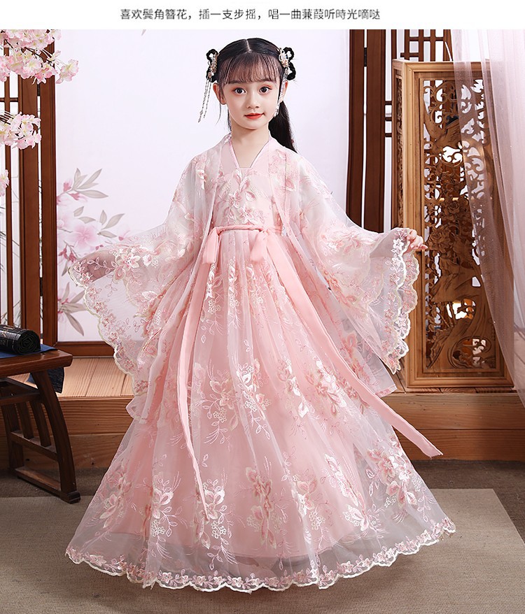 Picture of Hanfu Girl's Spring and Autumn Ancient Costume Chinese Style New Children's Costume Autumn Costume Ancient Style Spring and Autumn Super Immortal Girl's Tang Suit Spring Style