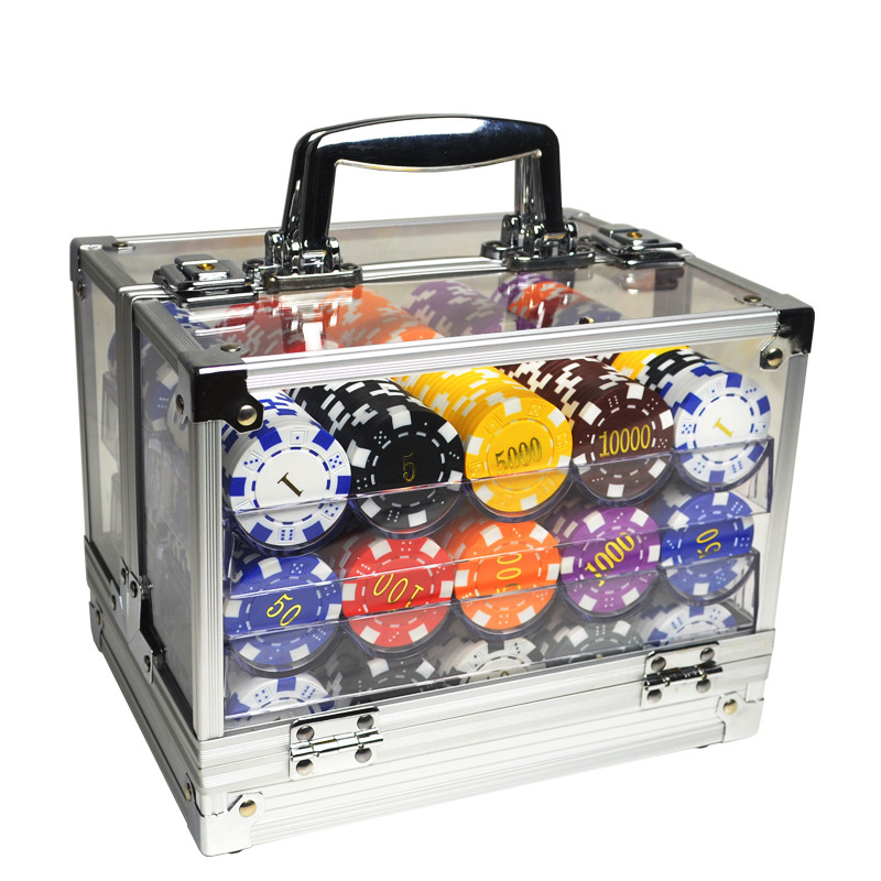 Picture of 11.5g ABS gilded poker flower noodles Texas Hold'em blackjack plastic chip coin chips aluminum box set