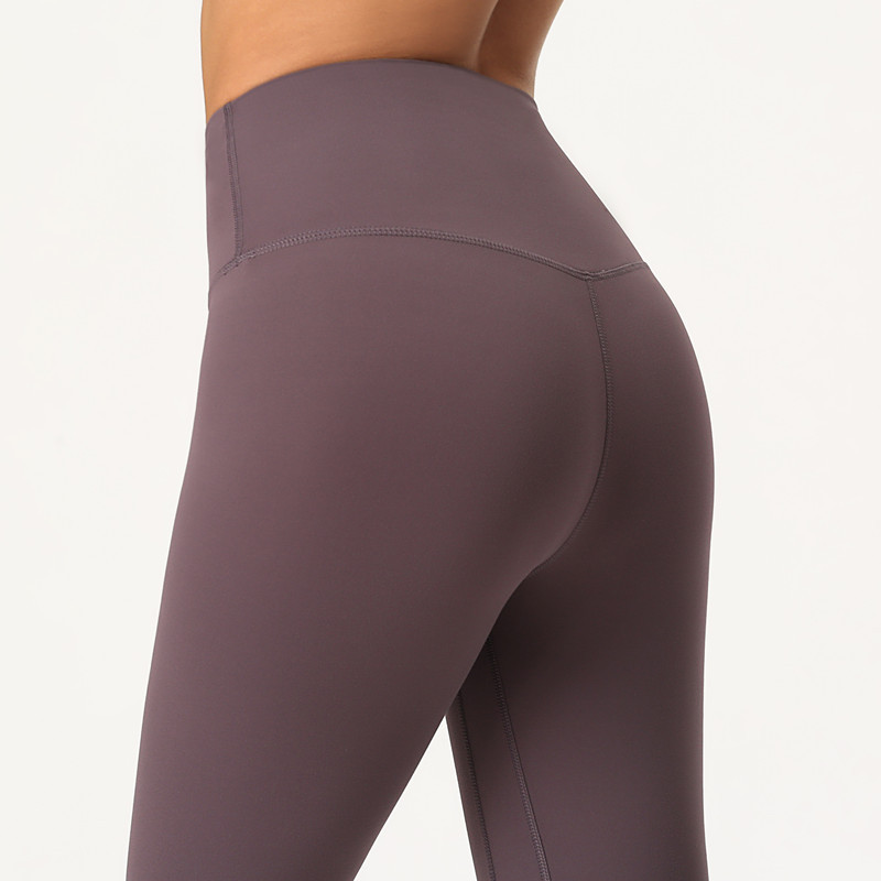 Picture of Amazon New Yoga Pants Women's Double Scrub Naked Capri Pants High Waist Tight European and American Comfortable Breathable
