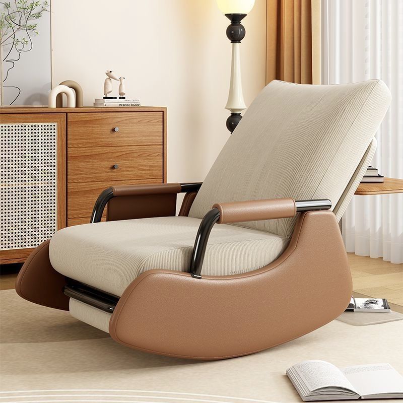 Nordic Style Leisure Chair Rocking Chair Recliner Balcony Lazy Sofa Chair Single Courtyard Living Room Bedroom Nap Chair