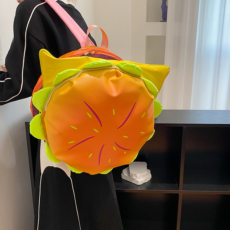 Picture of Cute Cheese Hamburger Niche Design Funny Crossbody Bag Women's Casual Creative Cartoon Backpack Large Capacity Schoolbag