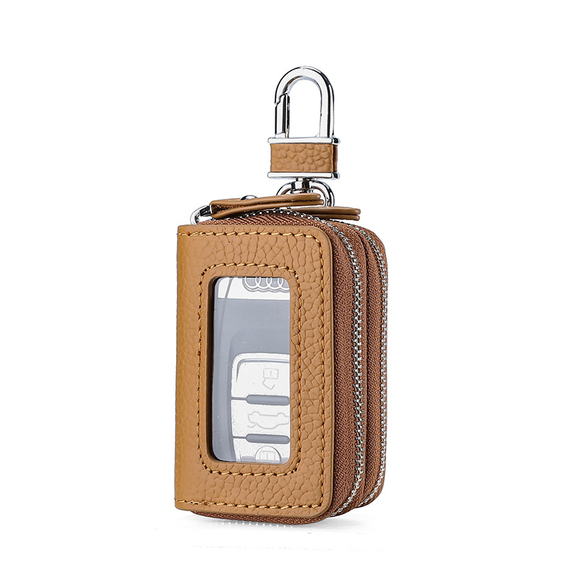 Picture of Genuine leather key bag men's double zipper car key set cross-border retro first layer cowhide key bag wholesale
