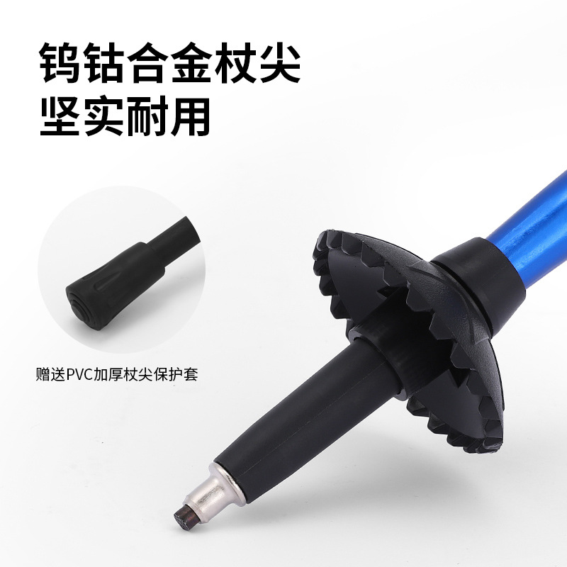 Picture of Outdoor Aluminum Alloy Climbing Stick Old Man Crutch Stick Hiking Stick Ski Stick Straight Handle T Handle Curved Handle Telescopic Stick