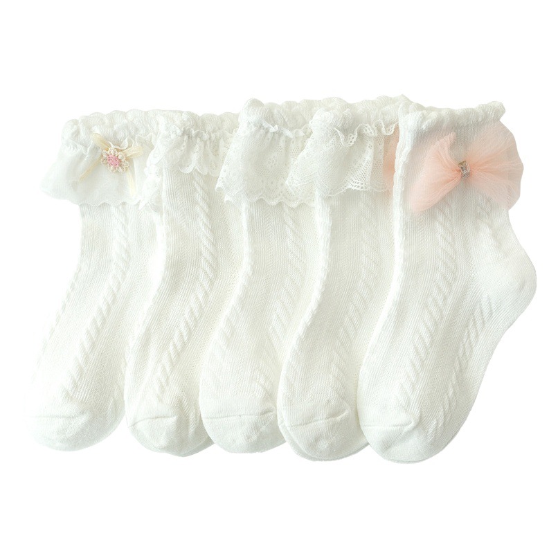 Girls Lace Socks White Children Princess Socks Mesh Thin Baby Socks Girls Student Socks Bow Sweet