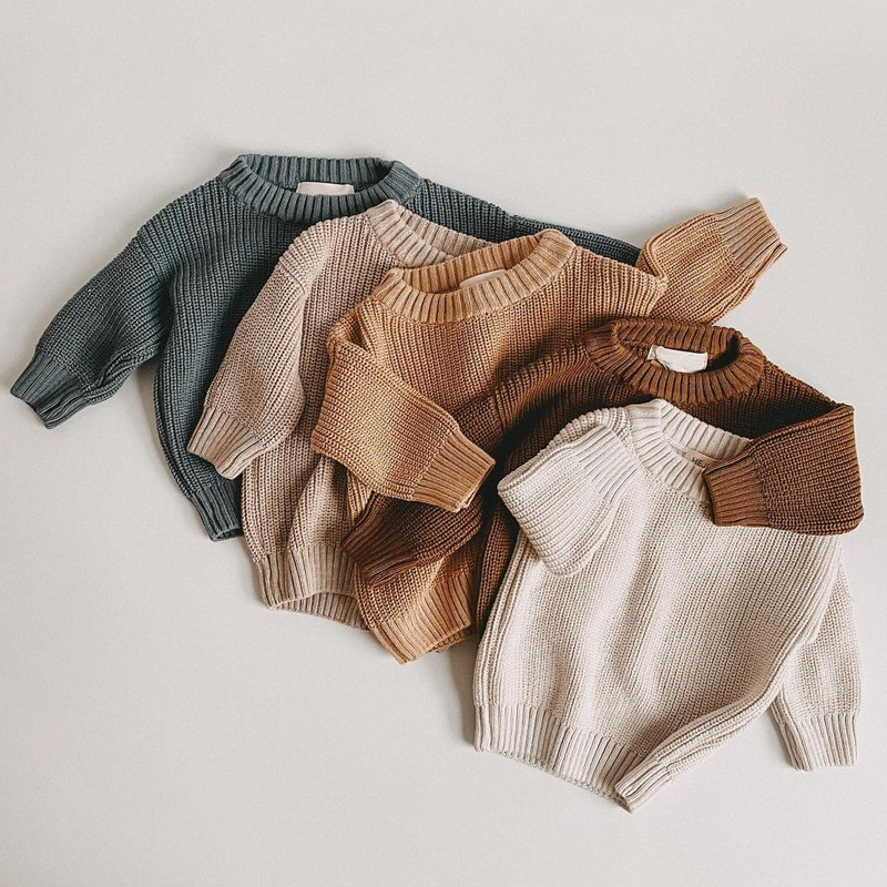 Baby Knitwear Loose Round Neck Girls and Boys Pullover 2024 Autumn and Winter Baby Knitwear Knitwear Children's Clothing