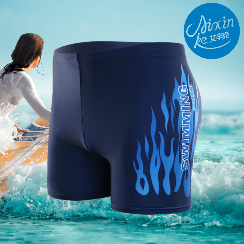 Picture of Factory wholesale boxer swimming trunks men's high waist swimming trunks conservative hot spring beach flame anti-embarrassing sexy tide