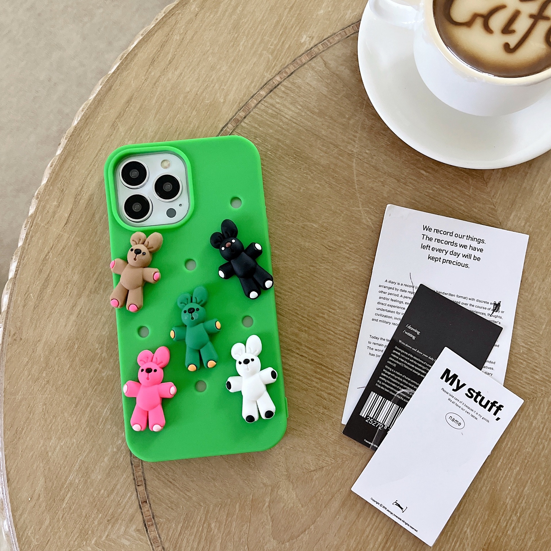 Picture of Hole Case DIY Stereo Korean Color Bear Case for iPhone 14Pro max Apple 12 Phone Case 11
