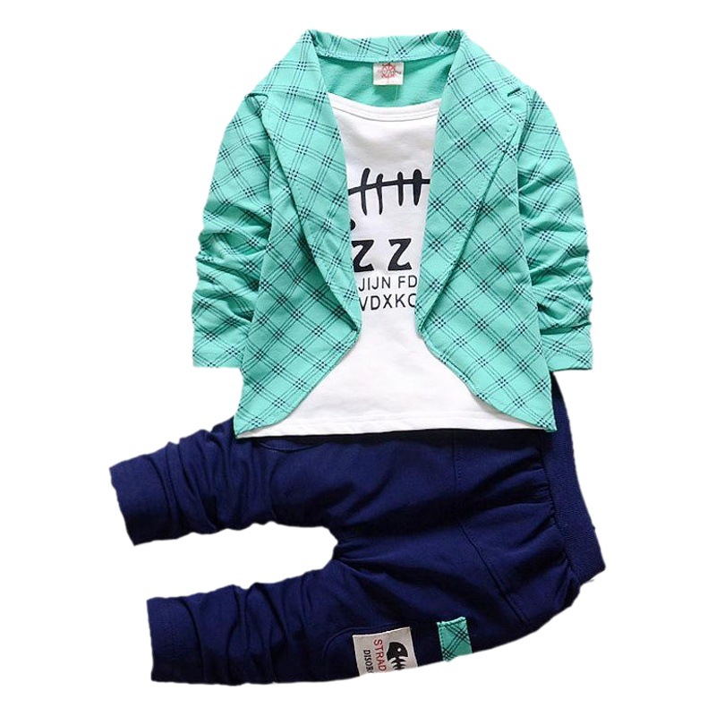AliExpress spring and autumn fake three-piece casual Children suit 0-4 years old cartoon printed suit collar fashion