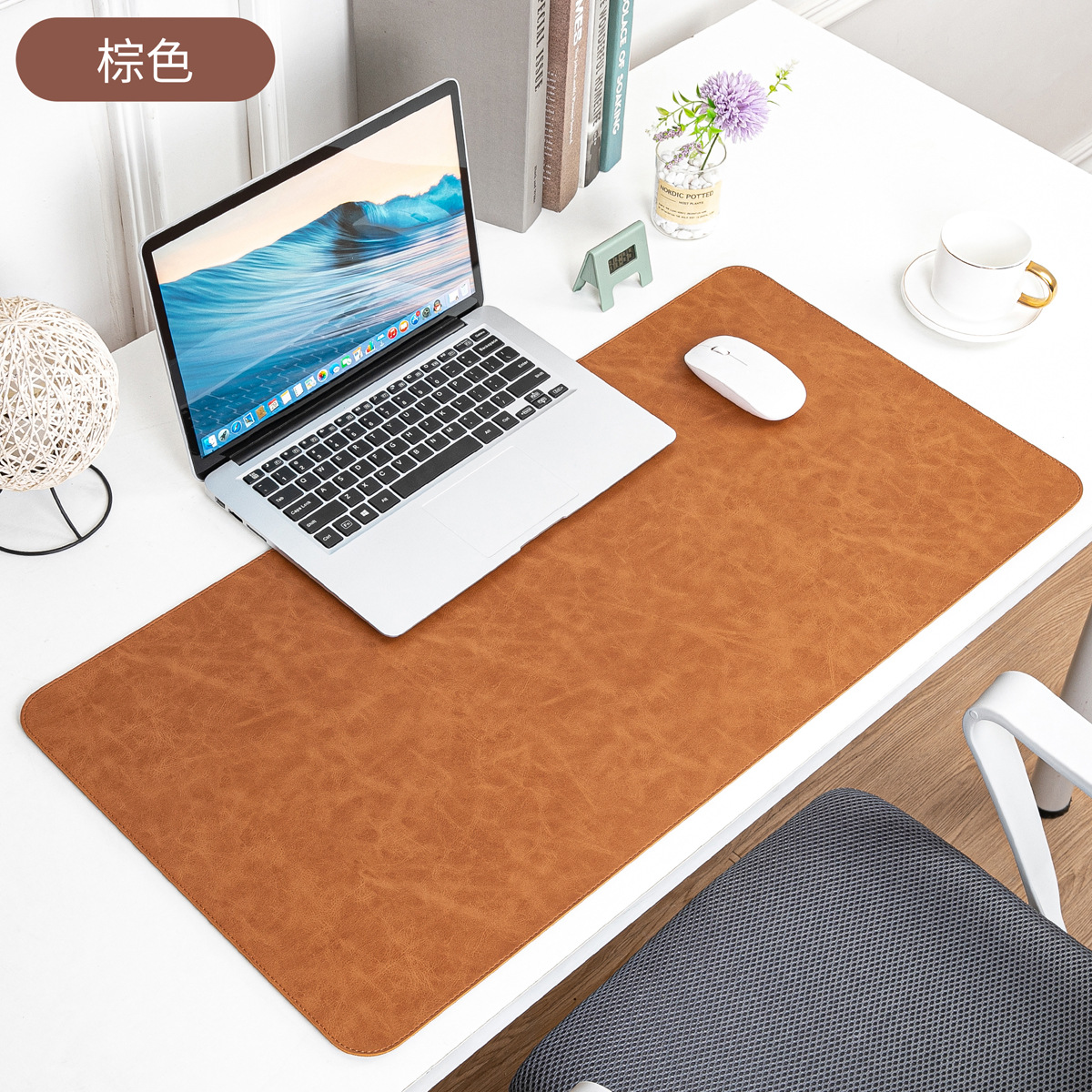 Picture of Skin-feeling Crazy Horse Leather Table Mat Leather Pattern Mouse Pad Custom Oversized Office Computer Mat Leather Learning Desk Mat