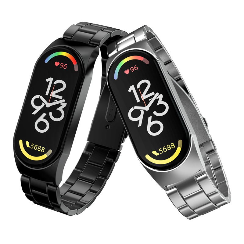 Picture of Suitable for millet bracelet 7 metal strap millet 7 strap wristband three beads stainless steel 304 solid strap