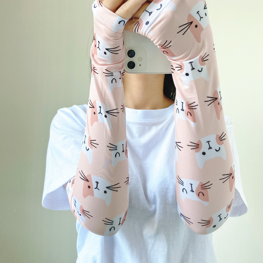 Picture of Cool Summer Sunscreen Ice Silk Sleeve Women's Summer Explosions Cute Girl Style Outdoor UV Protection All-match Ice Sleeve