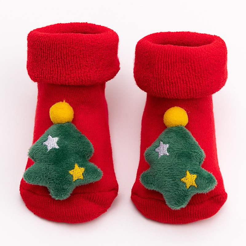 Picture of Newborn baby baby terry socks autumn and winter thick non-slip Christmas socks toddler red floor socks wholesale