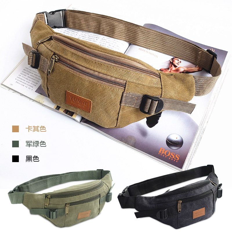Canvas men's waist bag construction site work waist phone bag thickened wear-resistant multi-functional cash register business chest bag