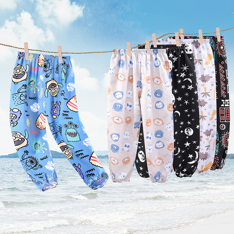 Picture of Summer New Adult Mom Kidsren Boys Girls Family Wear Bloomers Anti-Mosquito Pants Cotton Silk Pants Trousers