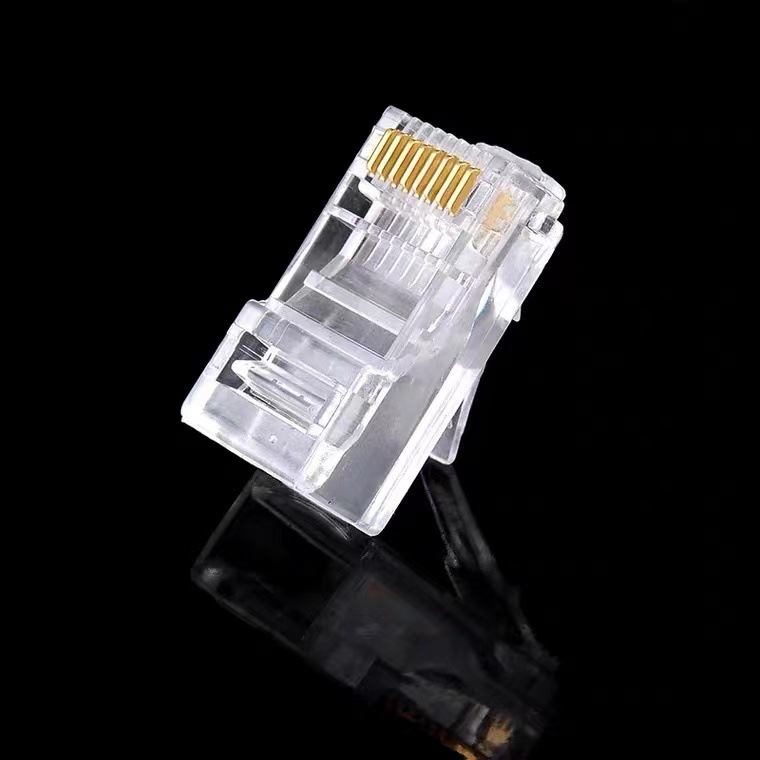 Picture of Factory Direct Sales Category 5 and 6 Network Cable Connector Gigabit Three-Pronged 8P8C Gold-Plated Unshielded Network Broadband Crystal Head