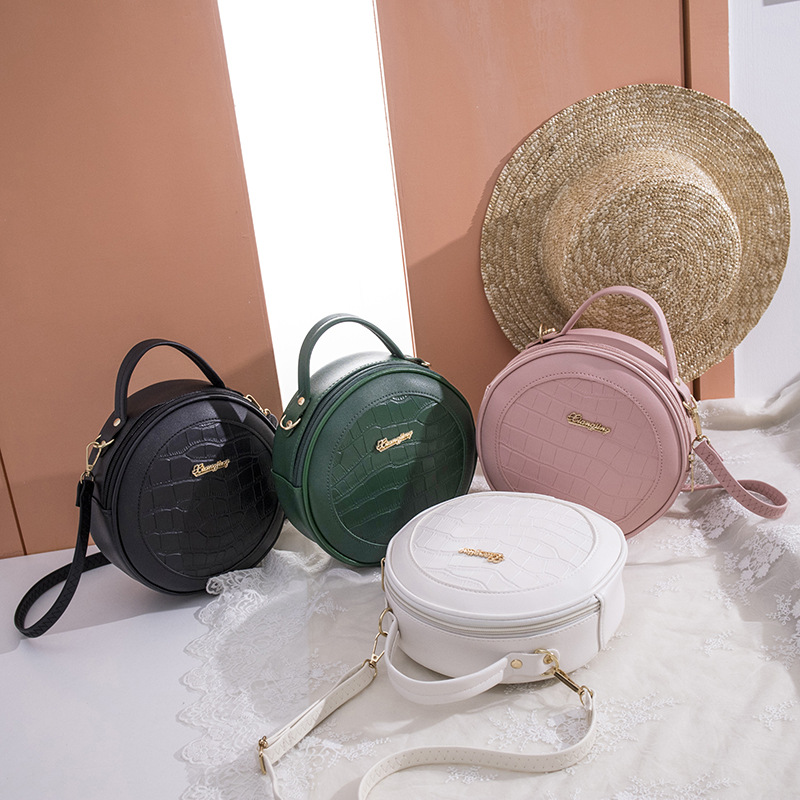 Foreign Trade Women's Bag 2022 Summer and Autumn New Korean Style Trendy Crocodile Pattern Small Round Bag Single Shoulder Crossbody Portable Women's Bag