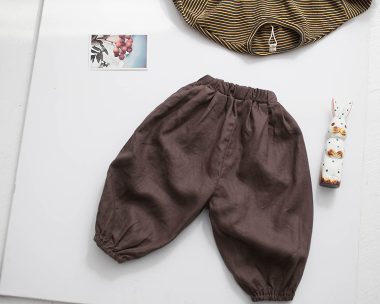 Picture of Forest Map Kidsren's Clothing Kidsren's Pants Spring Boys' Bloomers Korean Style Cotton and Linen Pure Color Loose Girls' Pants