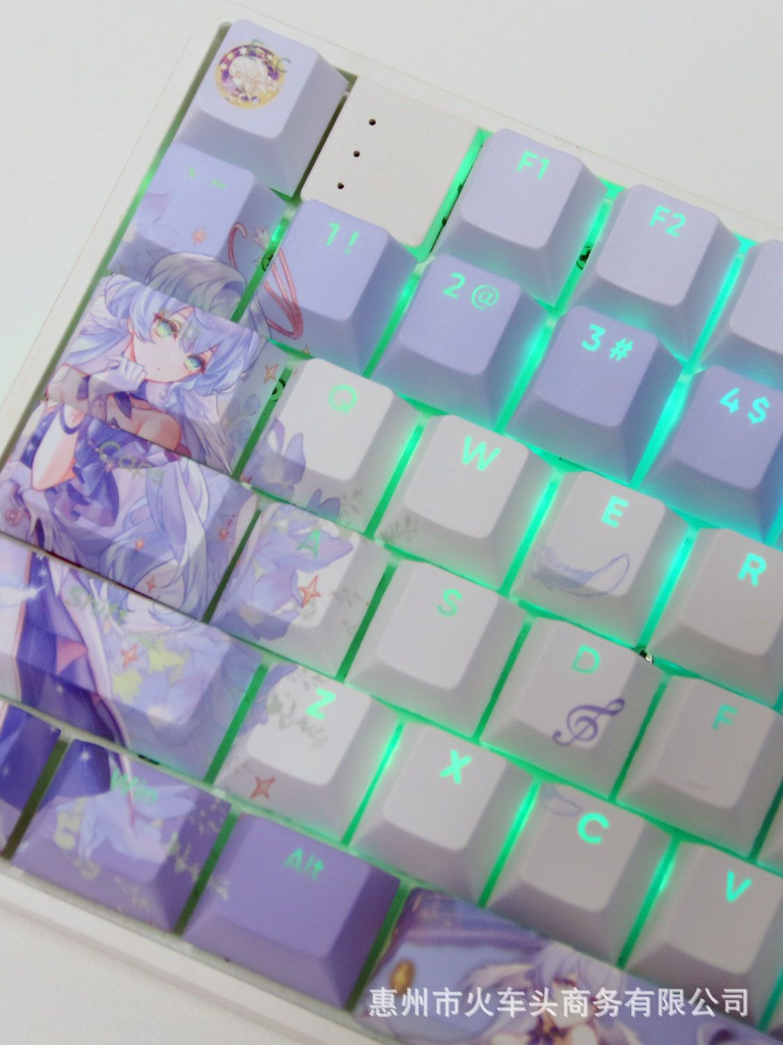Picture of Robin keycap is engraved with light transmission sublimation PBT material secondary wife original factory side engraved with light transmission purple