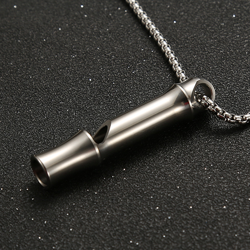 Picture of Creative outdoor mini metal titanium alloy whistle high frequency sound whistle camping lanyard titanium whistle pure titanium survival whistle