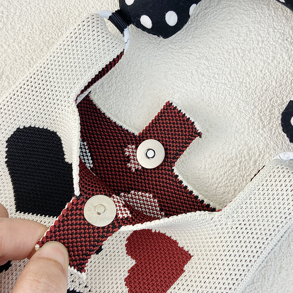 Picture of Cartoon Knitted Mobile Phone Bag Korean Style All-match Crossbody Bag Small Portable Student Coin Purse Single Shoulder Hand Bag