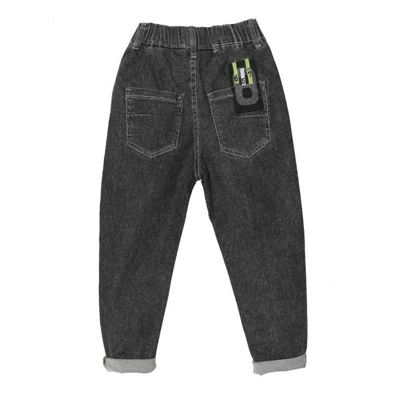 Picture of Boys' Pants Autumn and Winter 2025 New Style for Older Children, Boys' Winter Casual Pants, Children's Fleece-Lined Thickened Jeans