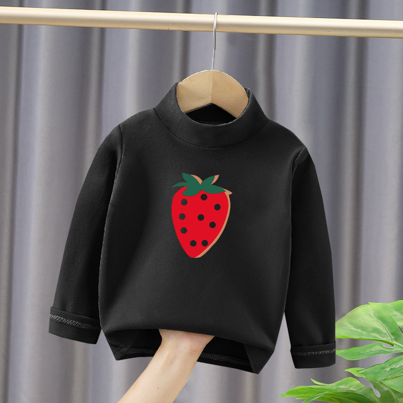 Picture of 2023 new autumn and winter dopamine girls' inner half turtleneck warm long-sleeved shirt children's velvet bottoming shirt
