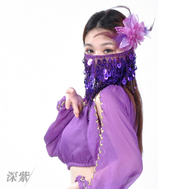 Picture of Belly Dance Veil Sequins Indian Dance Costume Accessories Belly Dance Performance Props Multicolor Female Phoenix Tail Veil