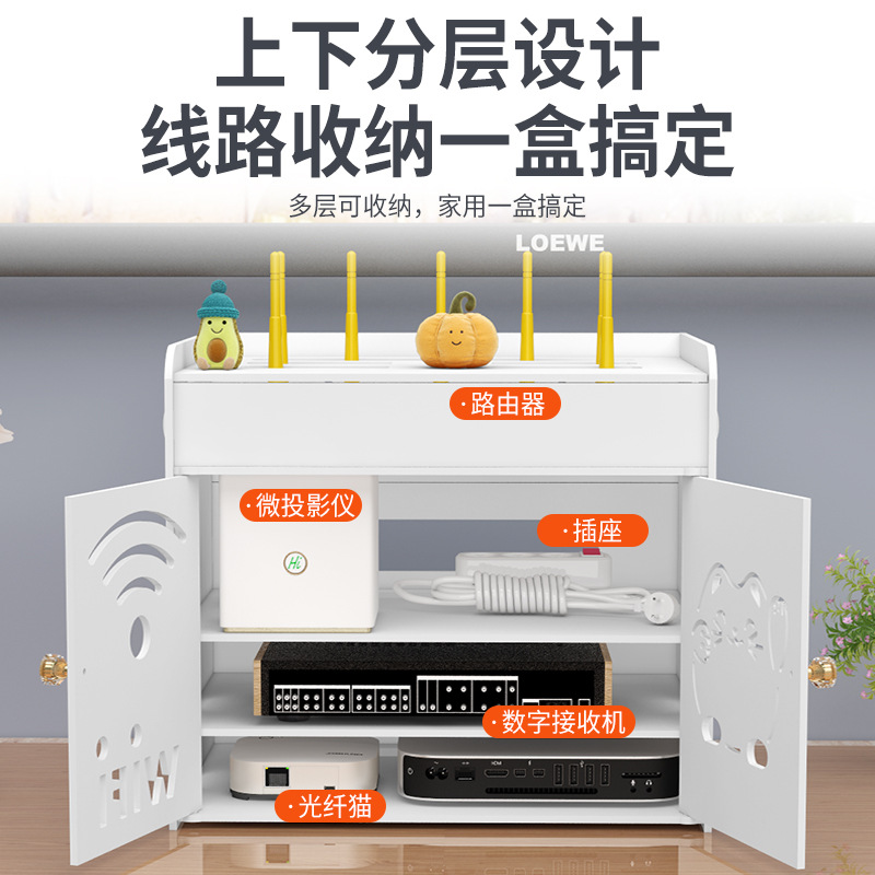 Picture of Router Wire Storage Box Optical Cat Wall-mounted Wall Punch-free Desktop Wireless WiFi Set-top Box Storage Rack