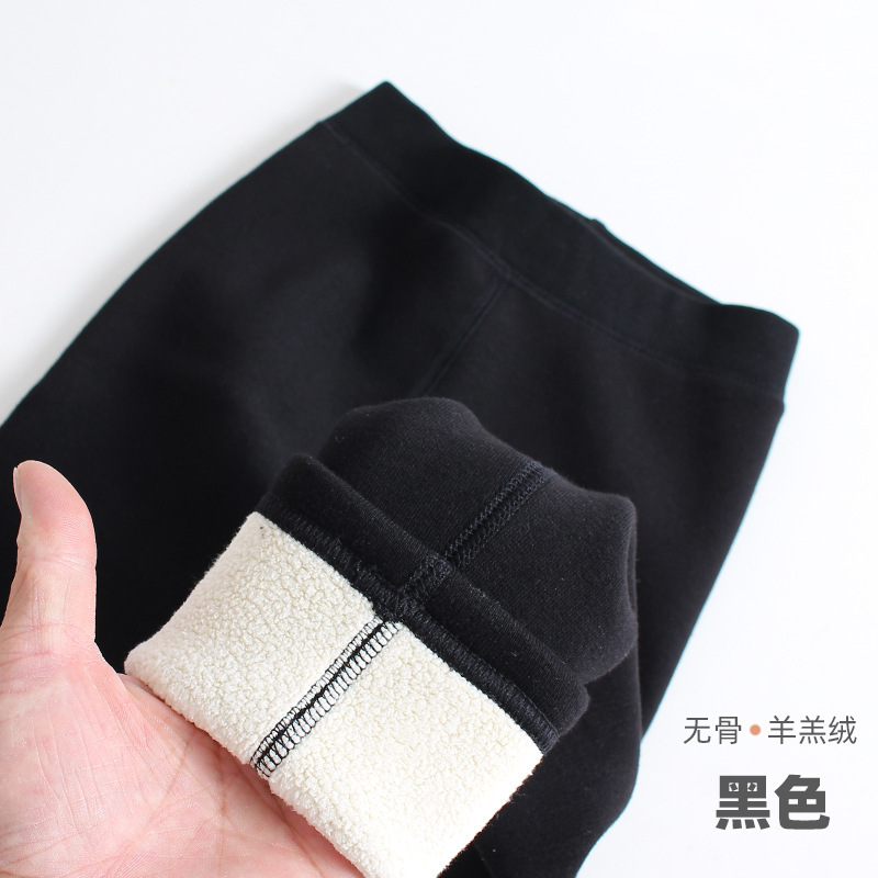 Picture of Girls' leggings fleece-lined thickened autumn and winter fleece-lined pants children's tights winter boneless solid color trousers outer wear