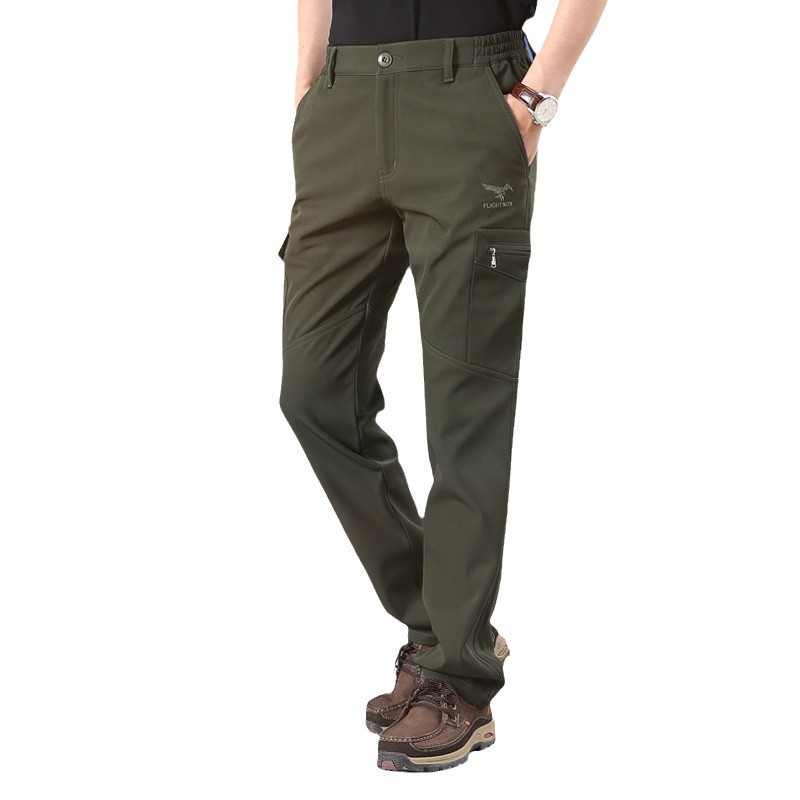 Picture of 105-3 outdoor assault pants men's velvet padded elastic soft shell pants windproof waterproof fleece ski pants mountaineering pants