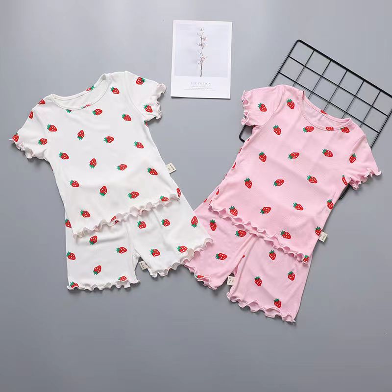 Picture of Ice Silk Summer New Girls' Outer Wear Short Sleeve Floral suit Baby Summer Two-piece Korean Style Pajamas