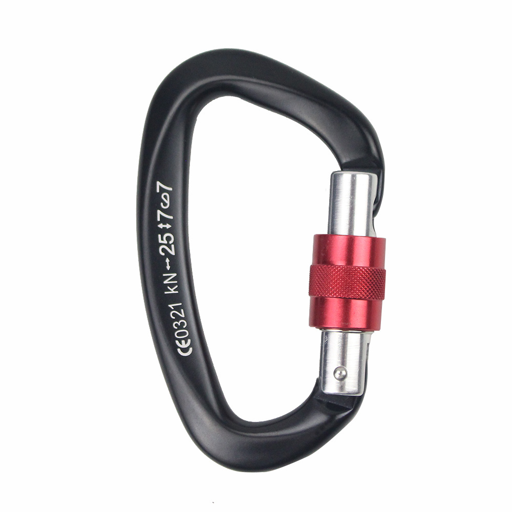 Picture of D-shaped 25KN mountaineering main lock 7075 aviation fast hanging aluminum buckle outdoor rock climbing equipment multi-function safety lock
