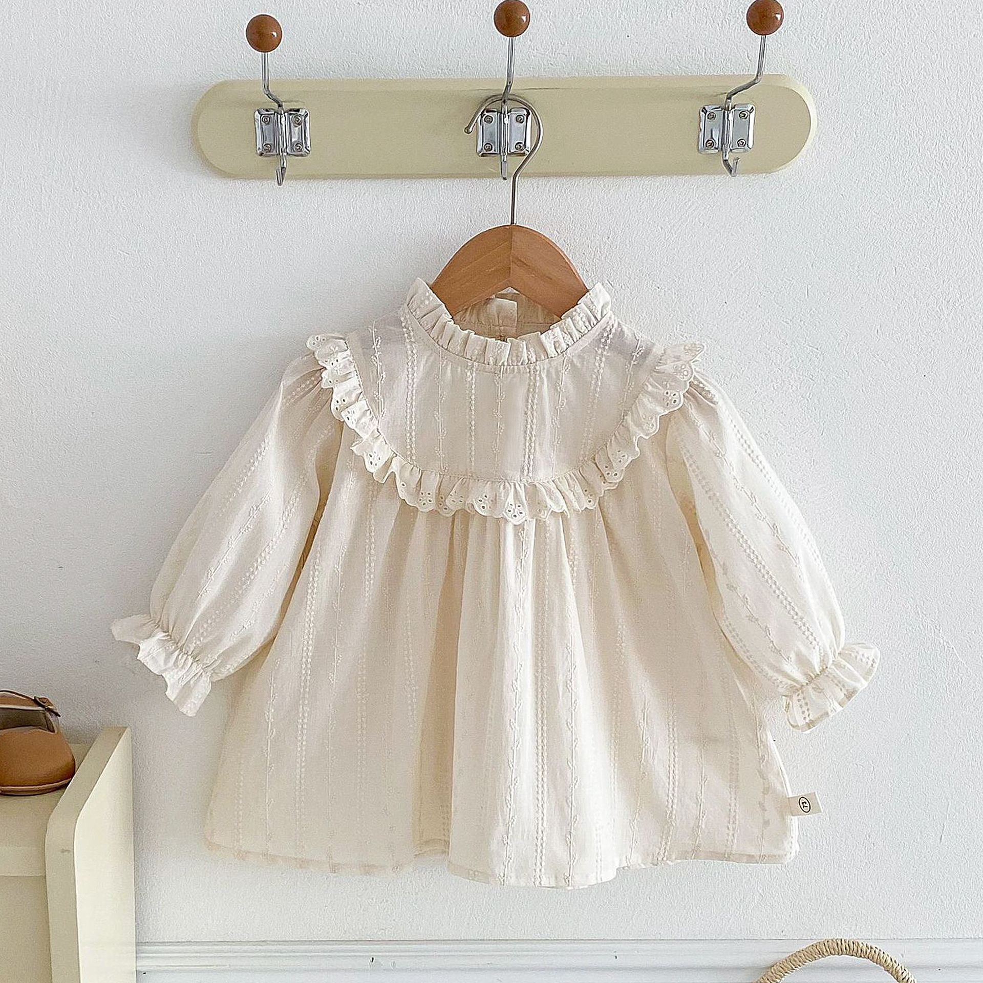 Girls' Solid Color dress 0-5 Years Old Autumn Korean Style Children's Wear Baby Girls' Western Style Princess Dress Children's Lace Skirt