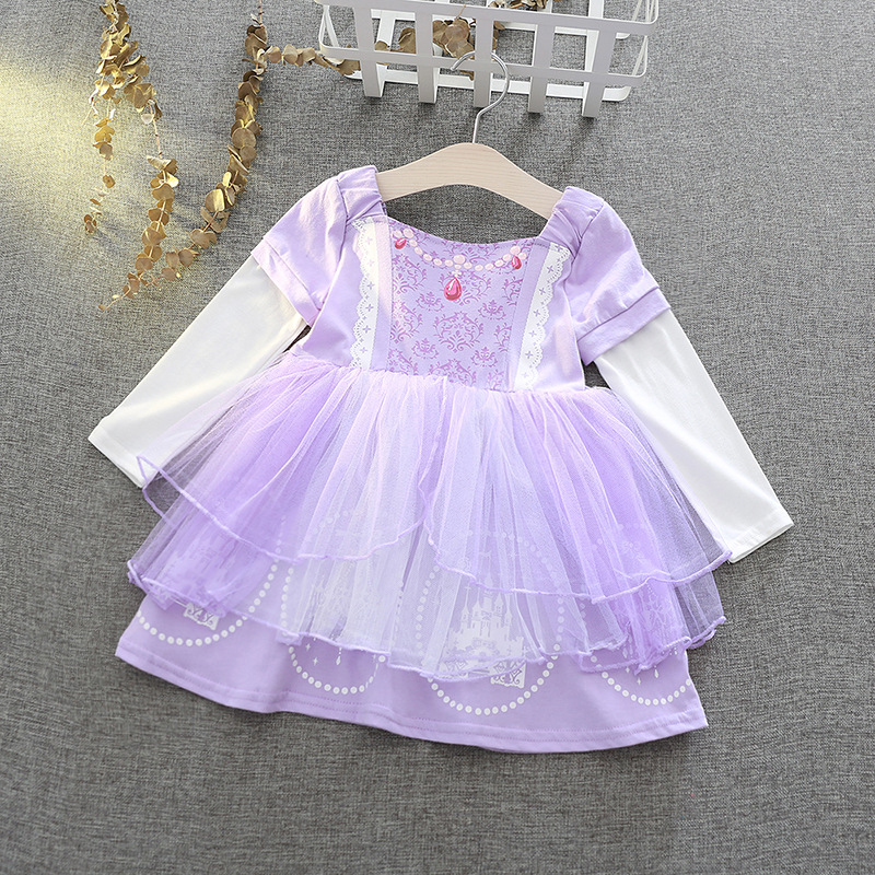 Picture of New Autumn Clothes Ice and Snow Anna Sophia Princess Dress Girls Dress Halloween Costume Children's Clothing Wholesale