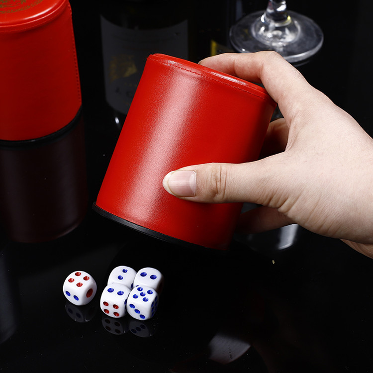 Picture of Leather dice dice cup set bar KTV creative personality game dice fashion brand color Cup cute sieve Cup