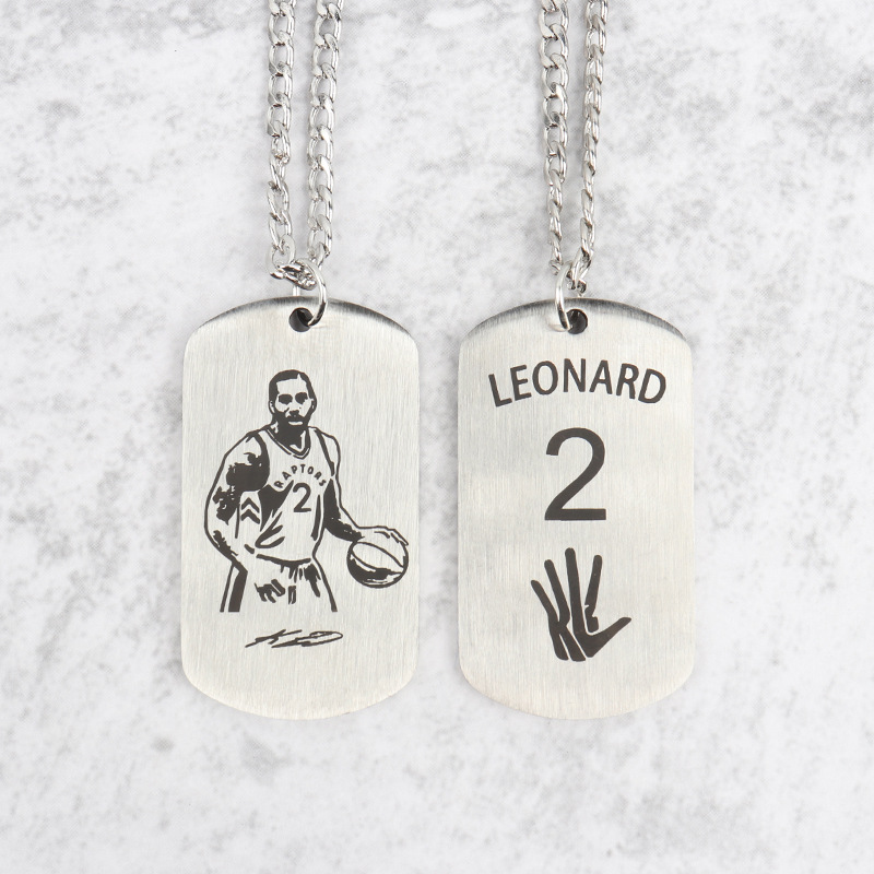 Picture of Necklace Kobe James Curry Owen Basketball Star logo Titanium Steel Necklace Pendant Commemorative Machinable Engraving