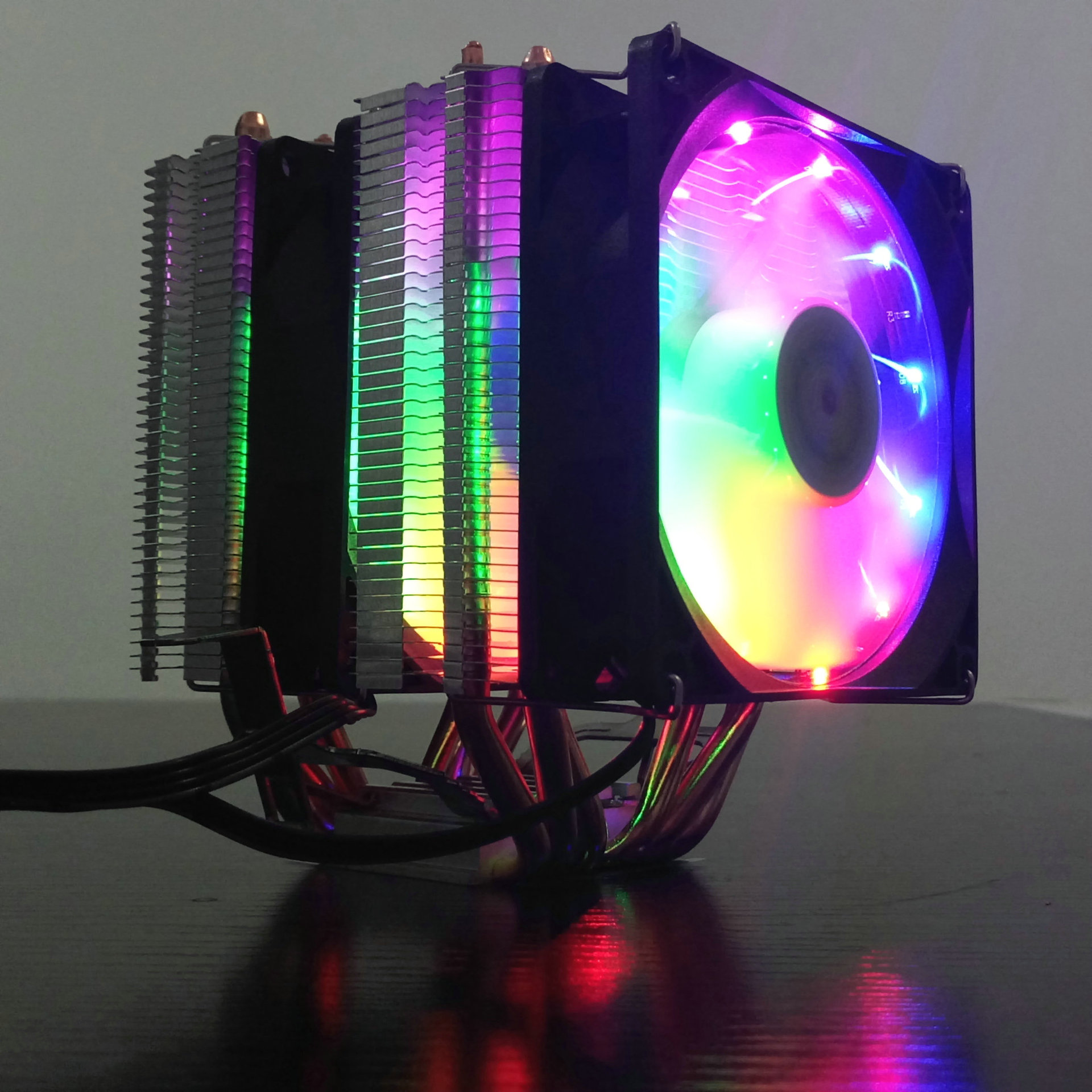 Picture of Cool Month Six Copper Tube Cpu Radiator Desktop Computer Twin Tower 6 Heat Pipe Luminous Cooling Temperature Control Silent Cpu Fan