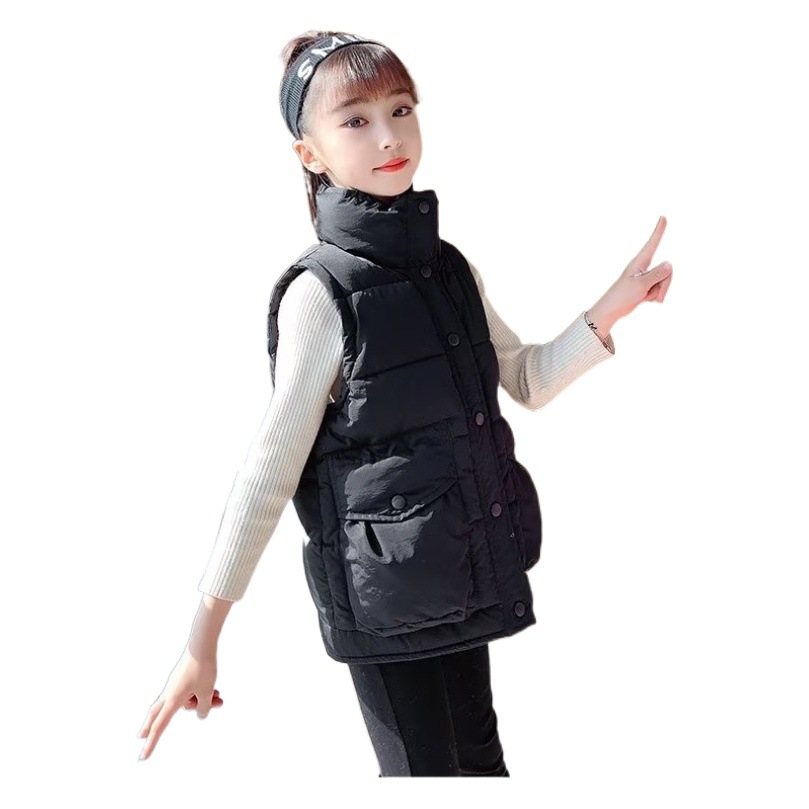 Girls' down cotton vest girls' outer wear winter 2023 new children girls' autumn and winter vest coat vest